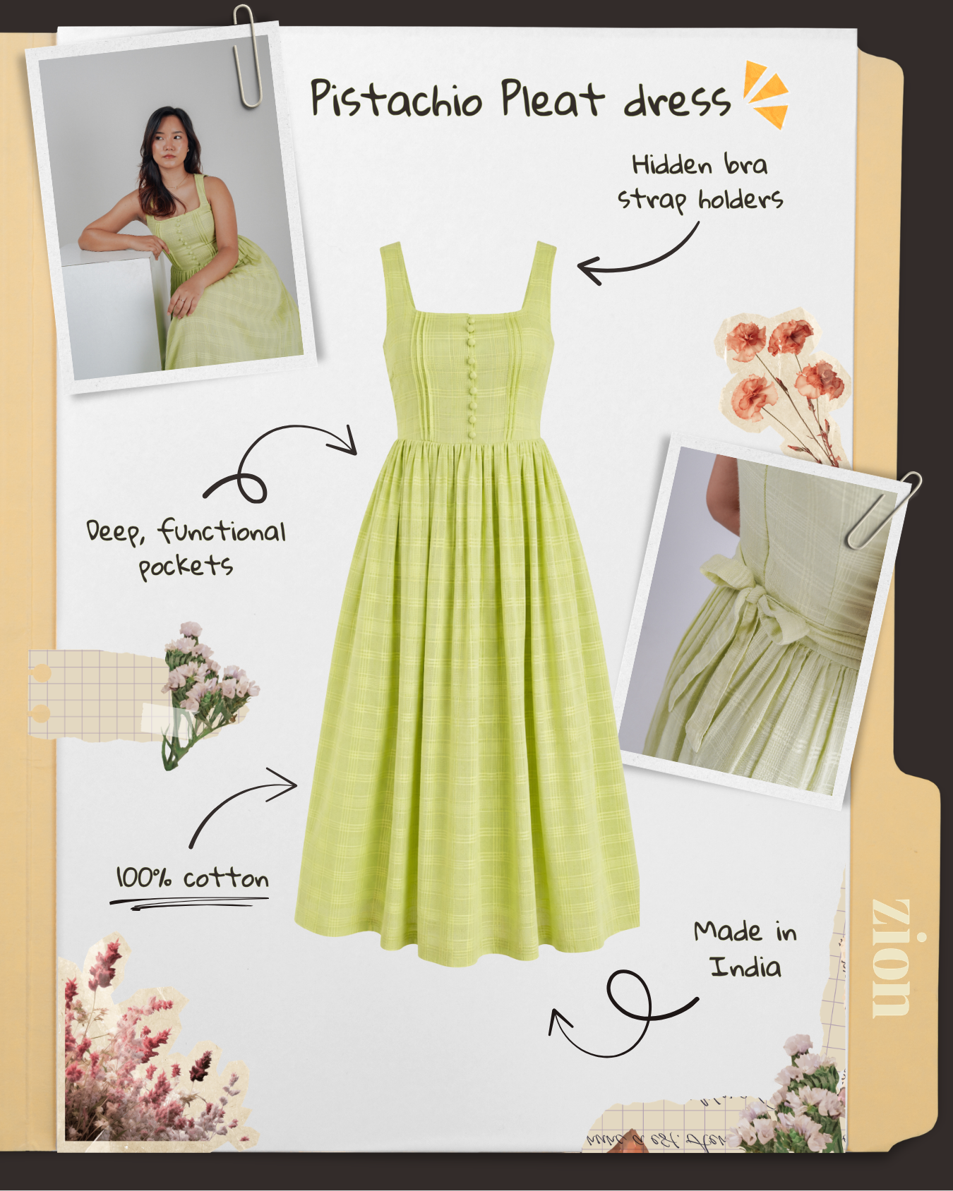 Pistachio Pleat Dress