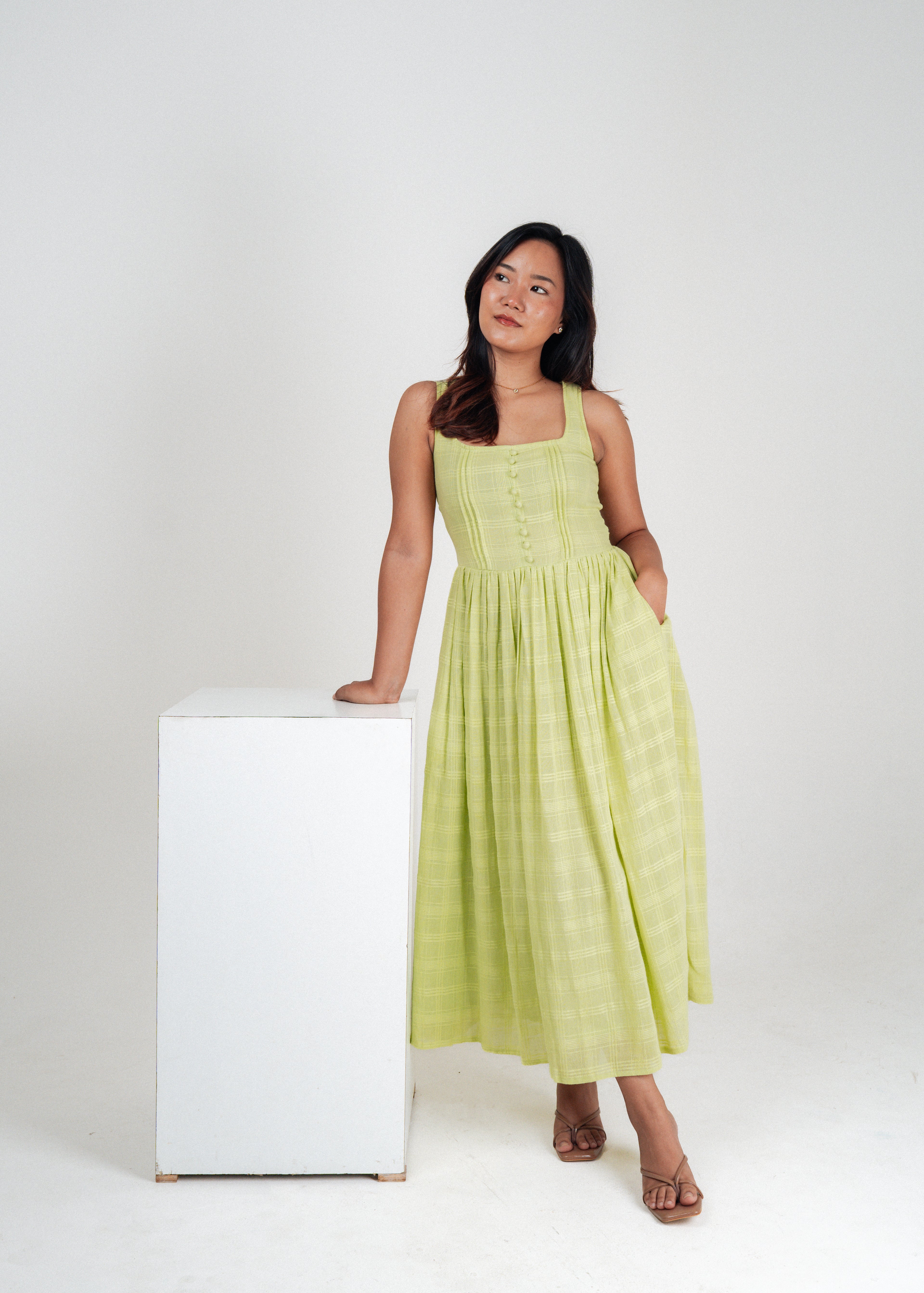 Pistachio Pleat Dress